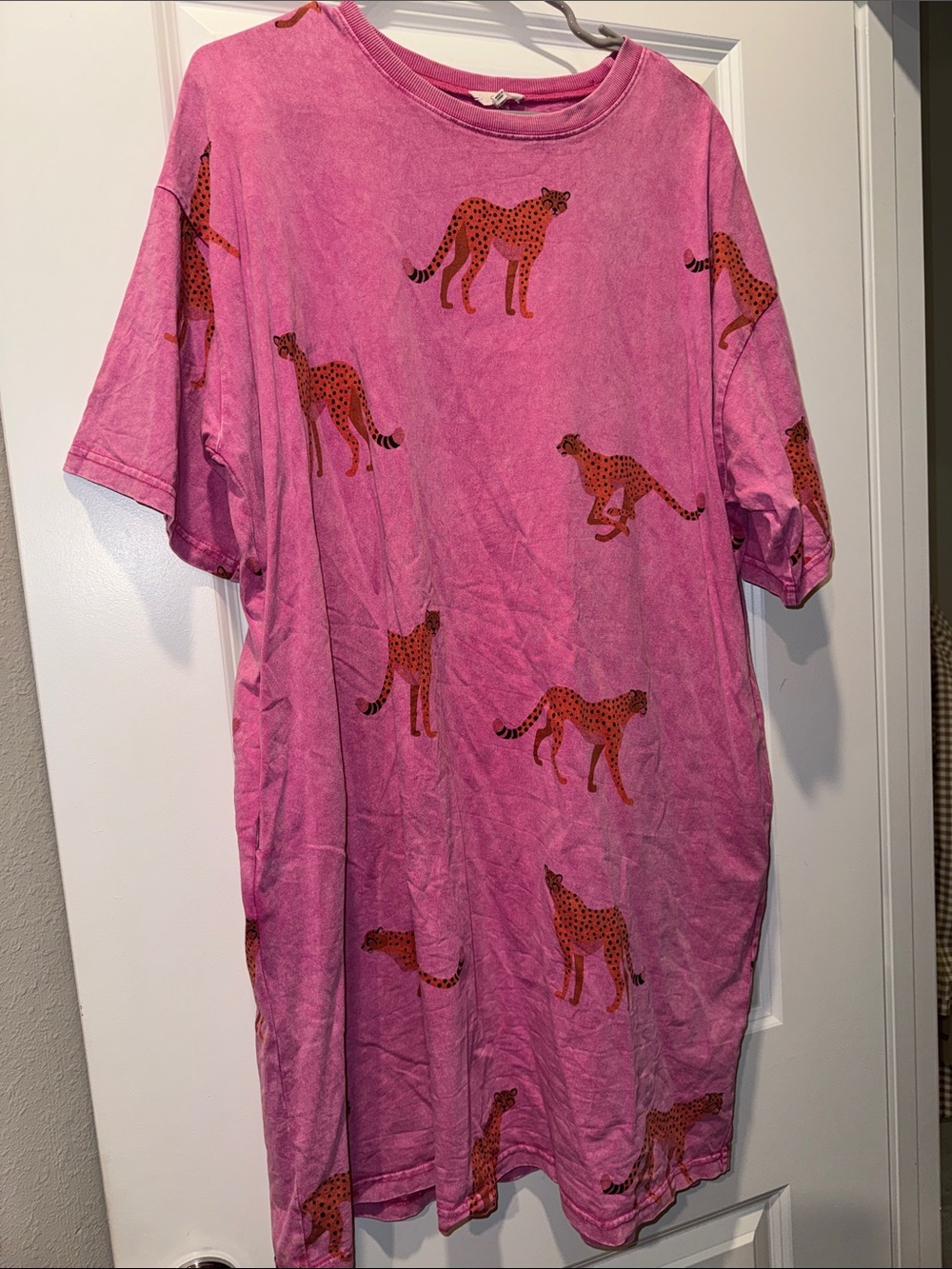 easel Pink tshirt dress with Orange Cheetah Print